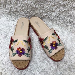 Dunion slip on flats floral Embroidery